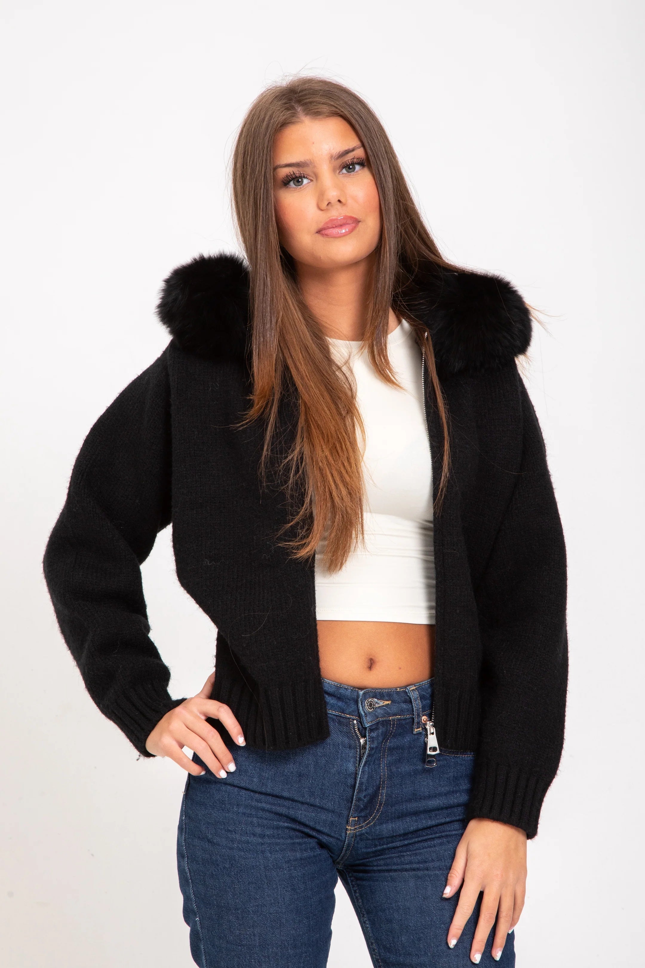 "Amanda" Fur Cardigan