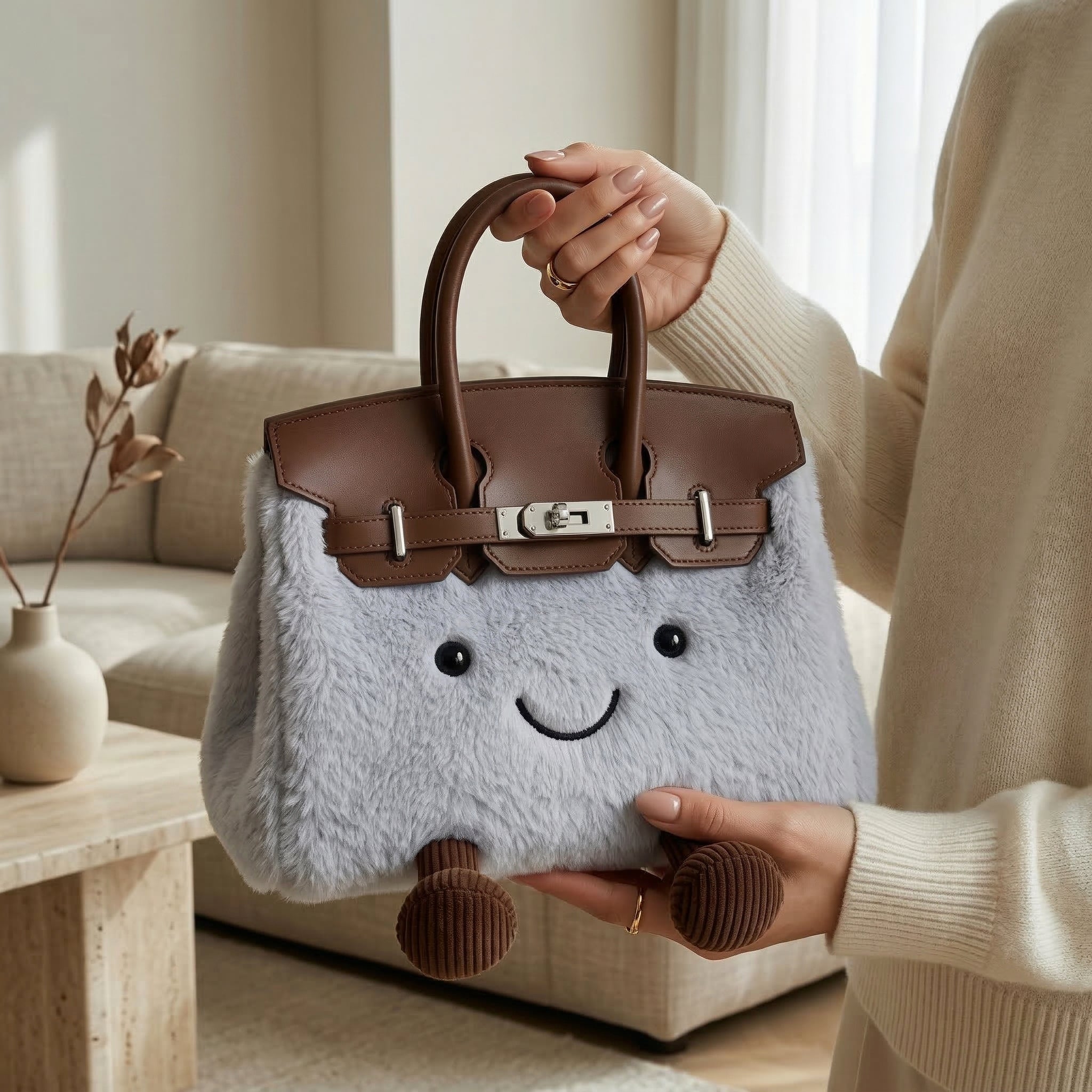 Fluffy Birkin Bag (Grau)