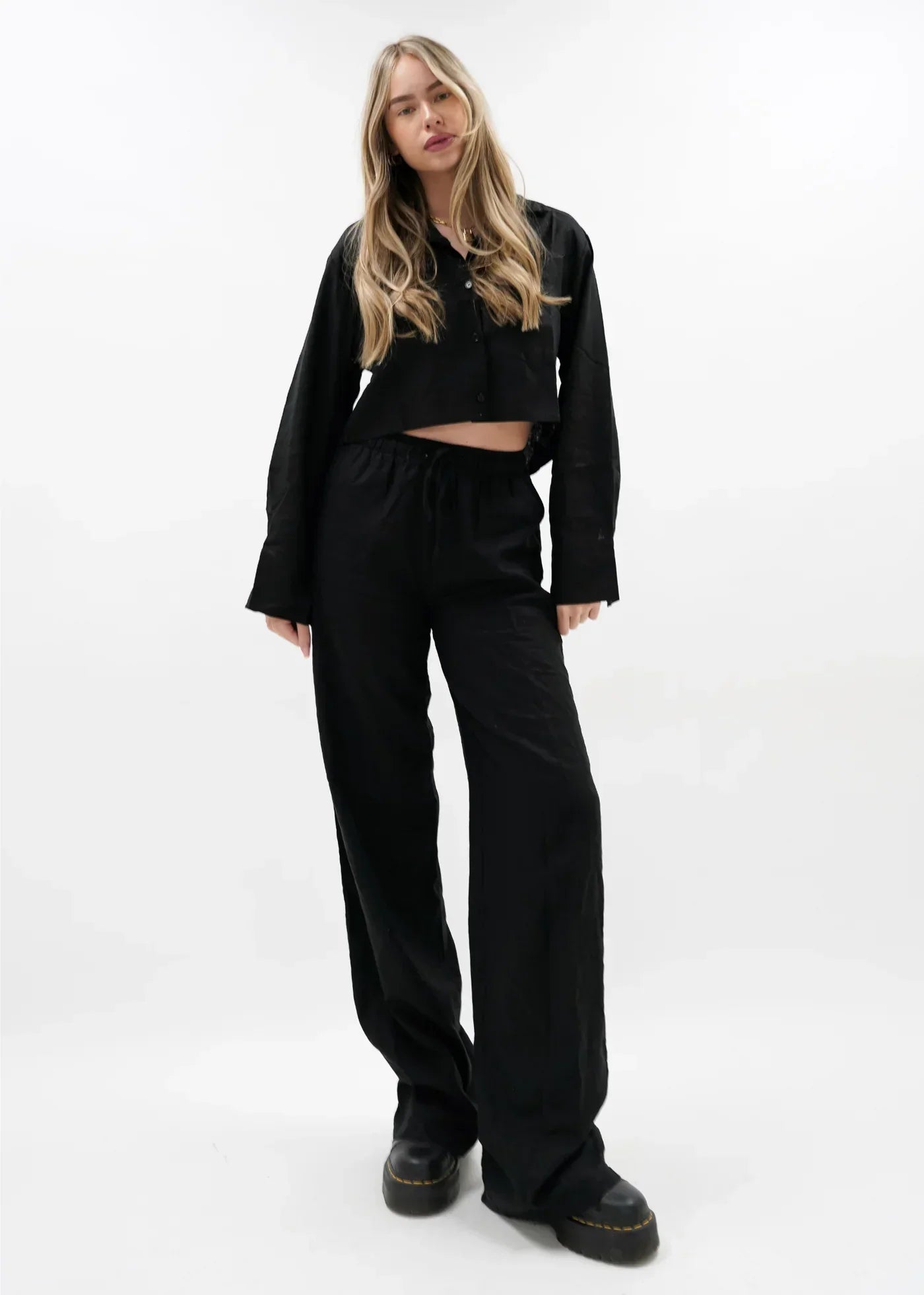 "Hannah" Leinenhose Schwarz