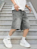 Manfinity EMRG Herren Lässig Denim Shorts mit weitem Bein und Kordelzug