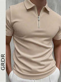 GRDR Herren Sommer Polokragen Halb-Reißverschluss Kurzarm T-Shirt
