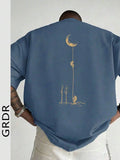 GRDR Herren modisches, locker geschnittenes Kurzarm T-Shirt mit Muster, Exquisites Design
