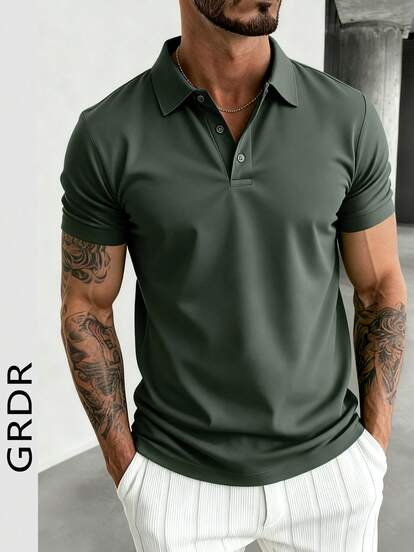 GRDR Herren Mode Kurzarm Lässig Pendler Poloshirt