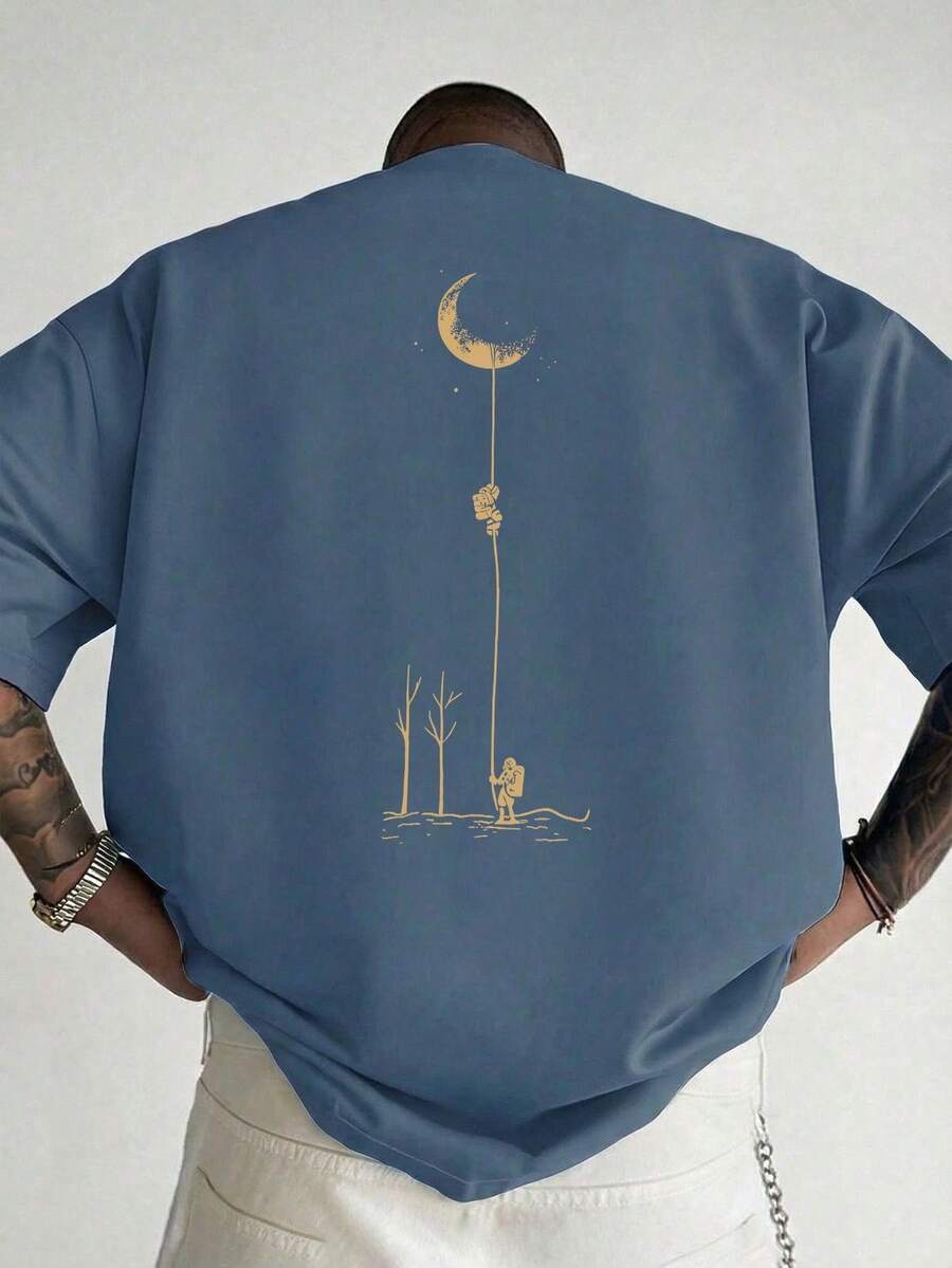 GRDR Herren modisches, locker geschnittenes Kurzarm T-Shirt mit Muster, Exquisites Design